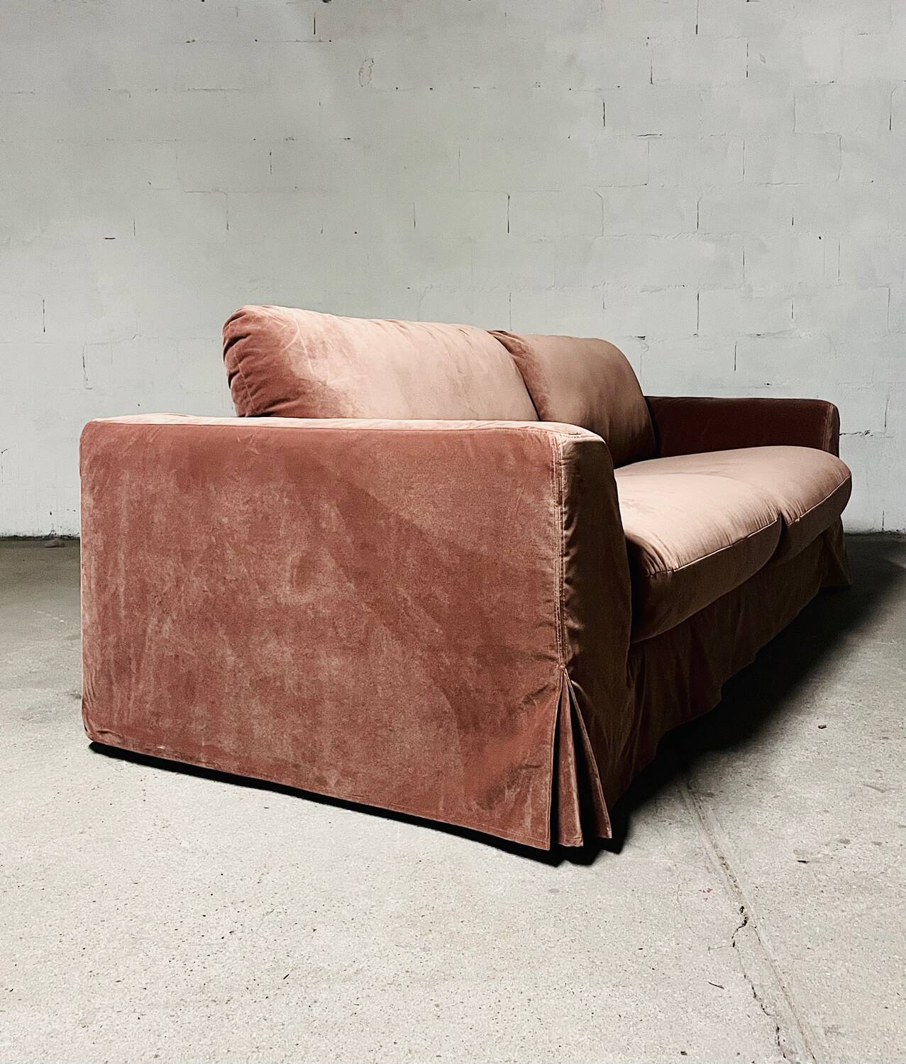 New AMPM terracotta velvet convertible sofa
