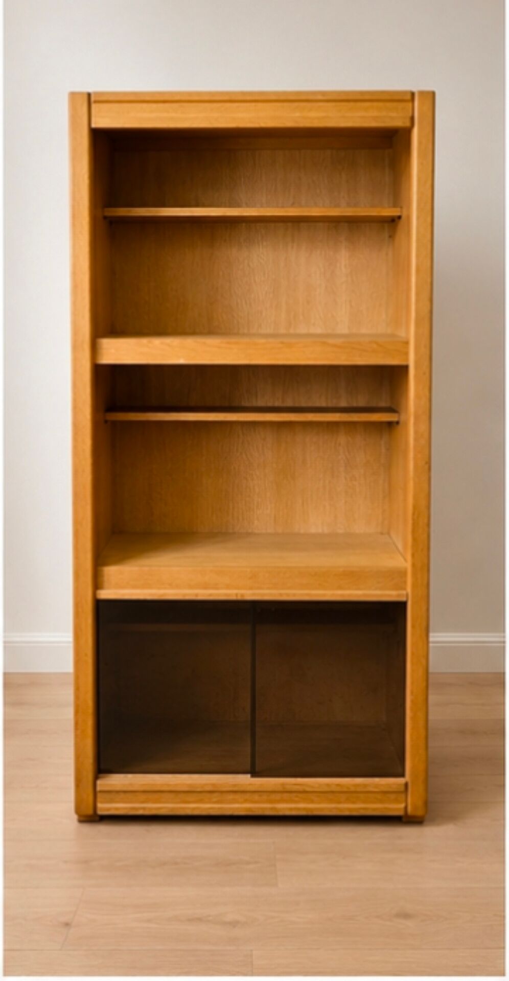 Living room shelf, bookcase with display cabinet by Guillerme and Chambron 1960