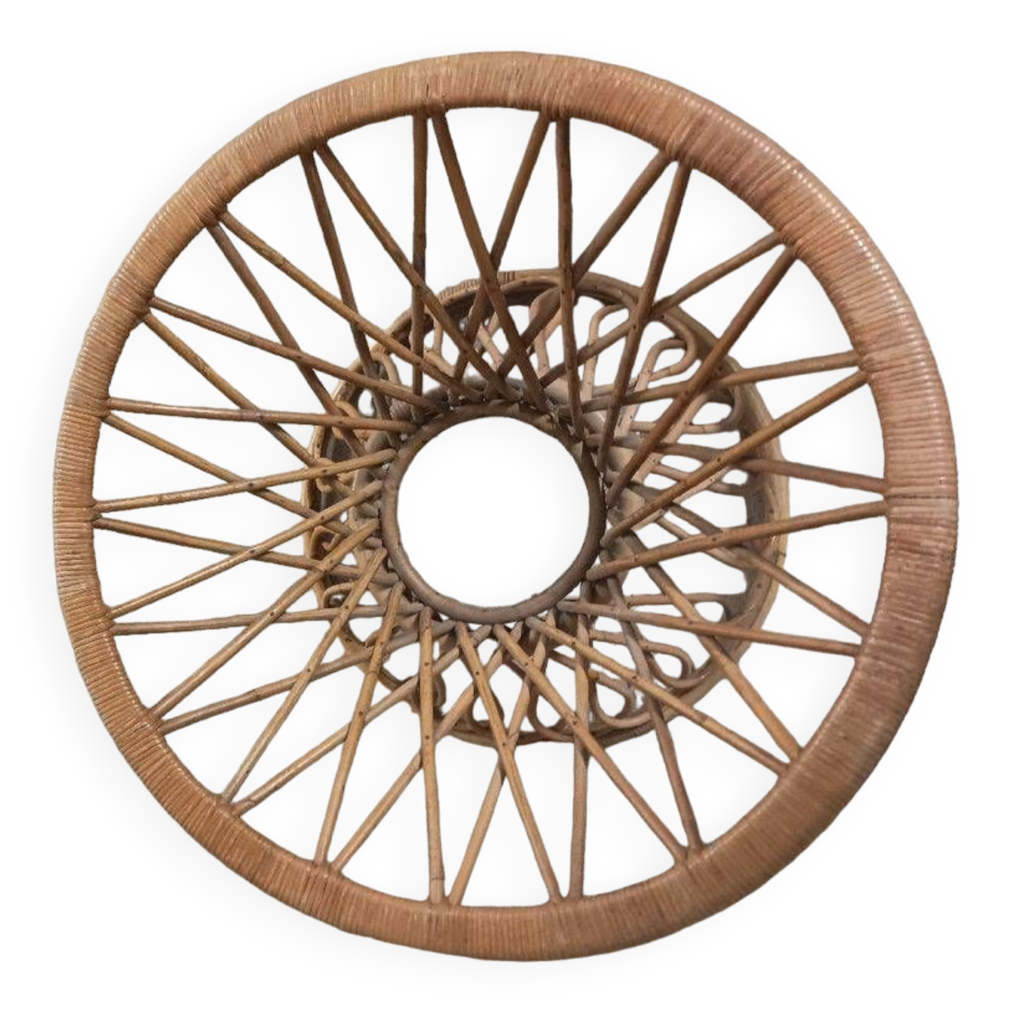 Round vintage rattan table