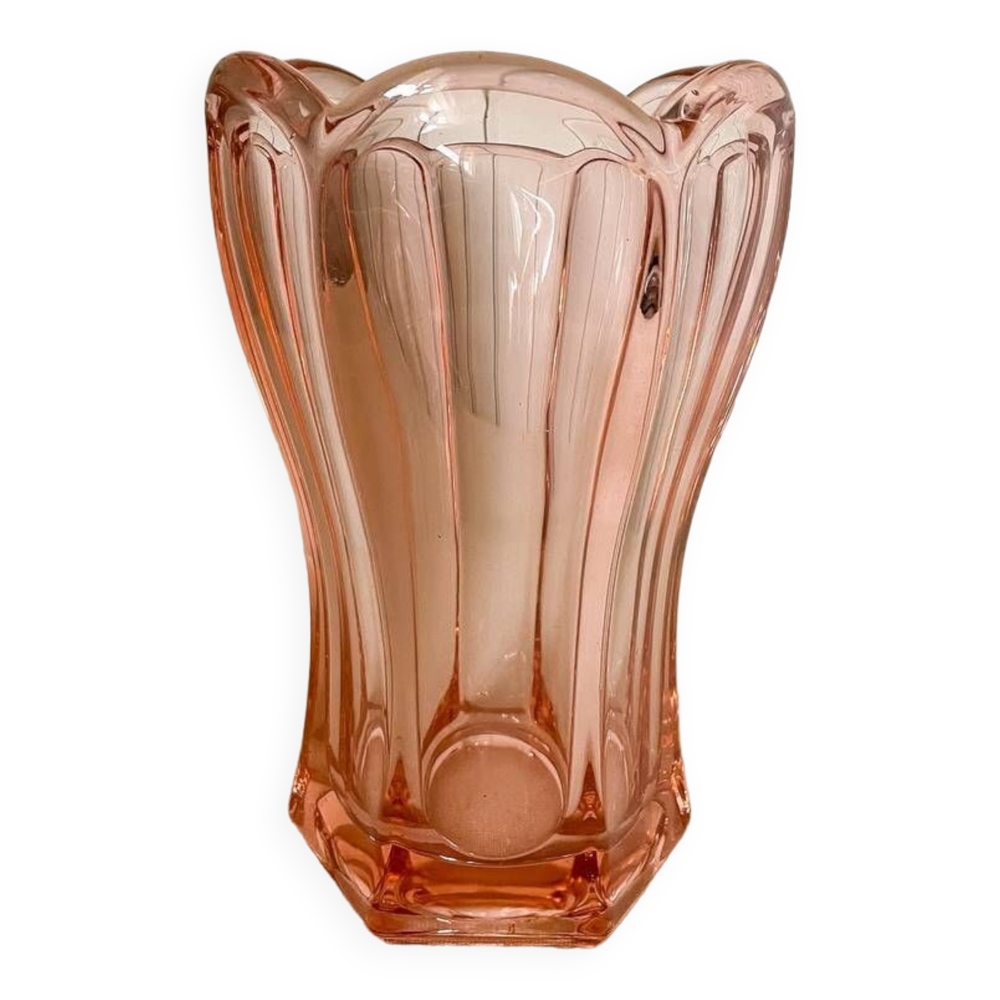 Art Deco Style Pink Glass Vase