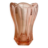 Vase en Verre Rose de style Art Déco