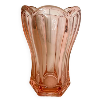 Art Deco Style Pink Glass Vase
