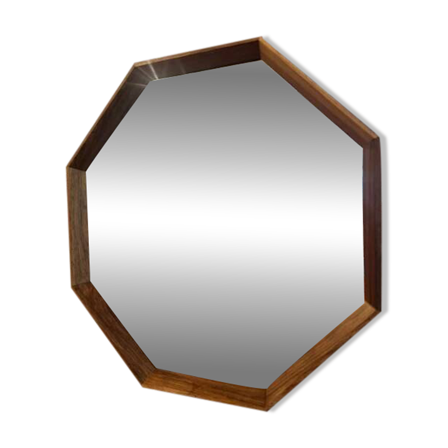 Hexagonal mirror with teak frame, Denmark 1960