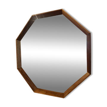 Miroir hexagonal avec cadre en teck, Danemark 1960