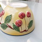 3 slip style bowls signed GV - Cherry, pear and peach patterns.