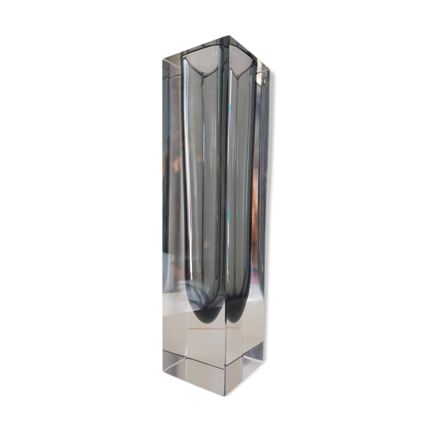 Vase vintage sommerso en verre Murano Flavio Poli Seguso 1970