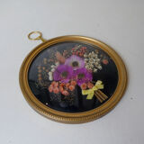Curved glass frame vintage dried flowers