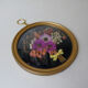 Cadre verre bombé fleurs séchées vintage