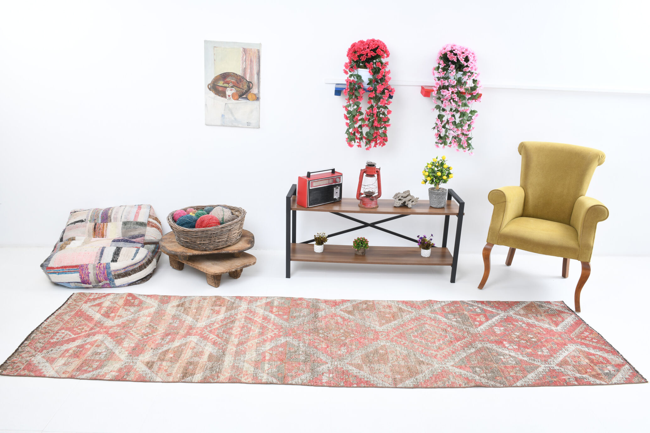 3x10 Geometric Oushak Runner Rug