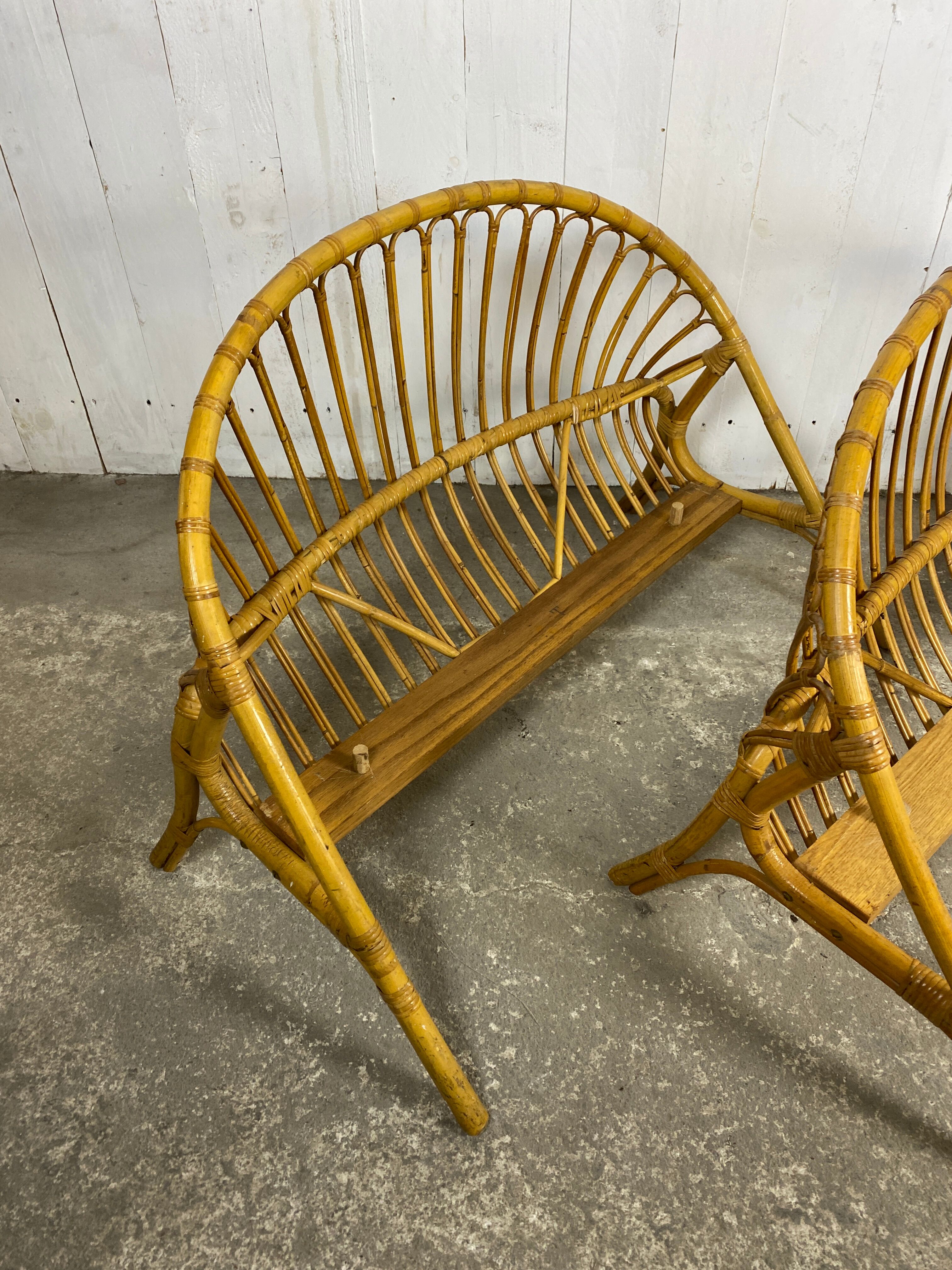 Antique rattan basket bed