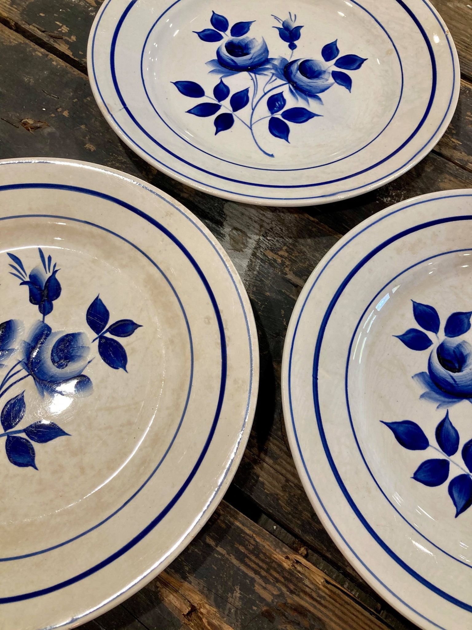 Lot de 3 assiettes Moulin des Loups bleu
