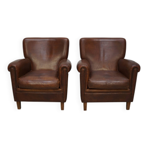 Fauteuils de club en - cuir couleur