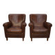 Vintage Dutch Cognac Colored Leather Club Chair, Set of 2