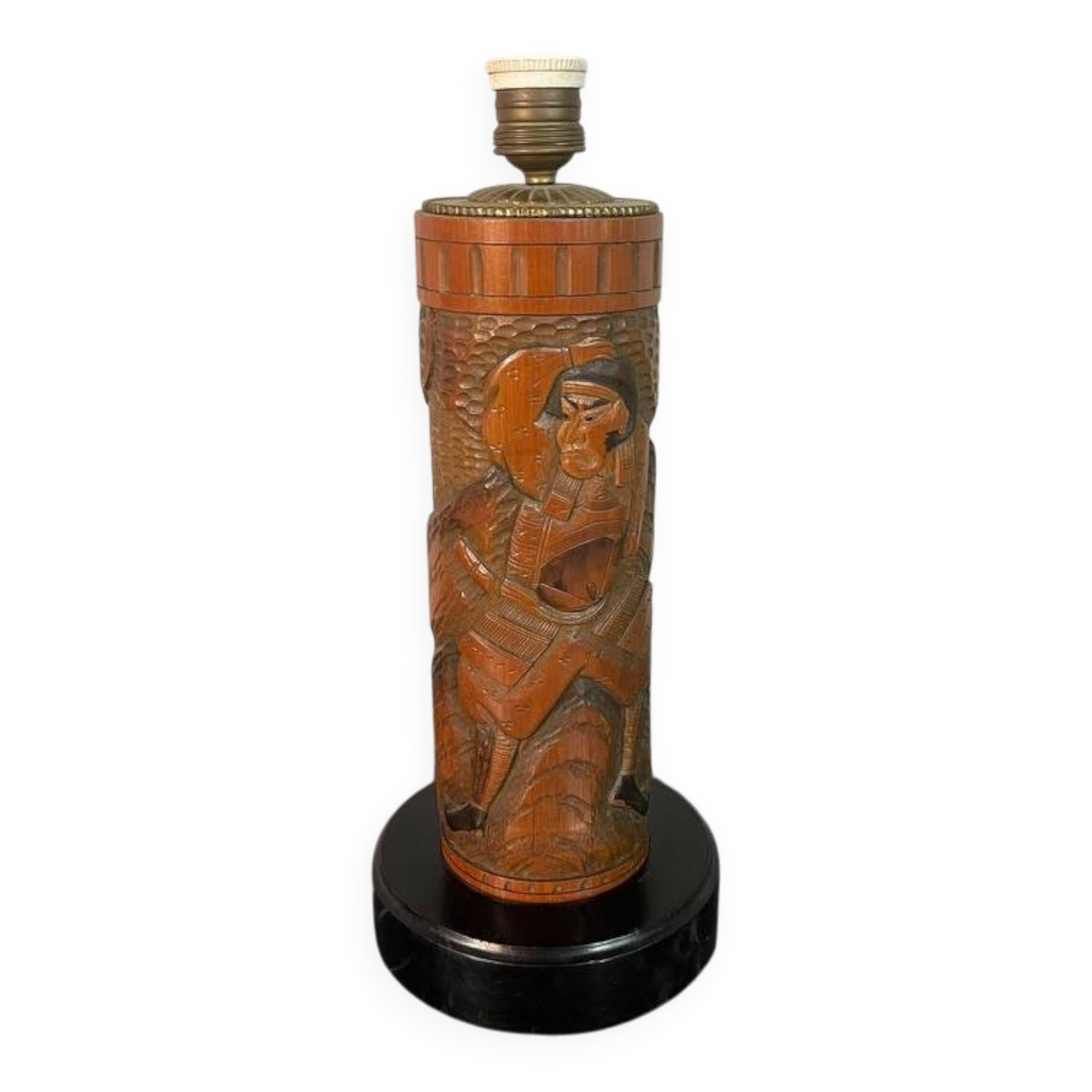 Japanese Carved Bamboo Samurai Lamp Base, Mid-20th Century. Ref.: TL2003