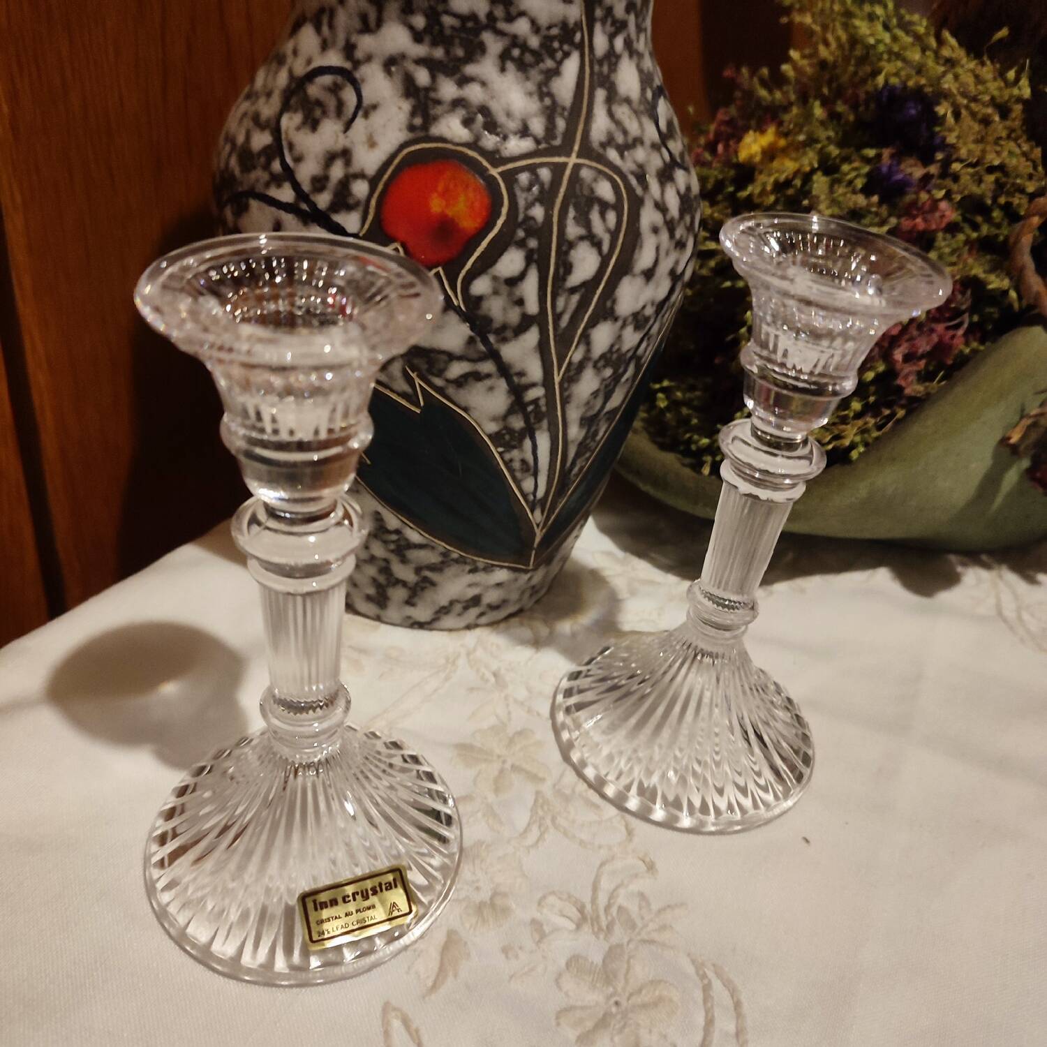 Duo de bougeoir en cristal d'Autriche