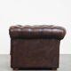 Dark brown English cowhide leather chesterfield armchair