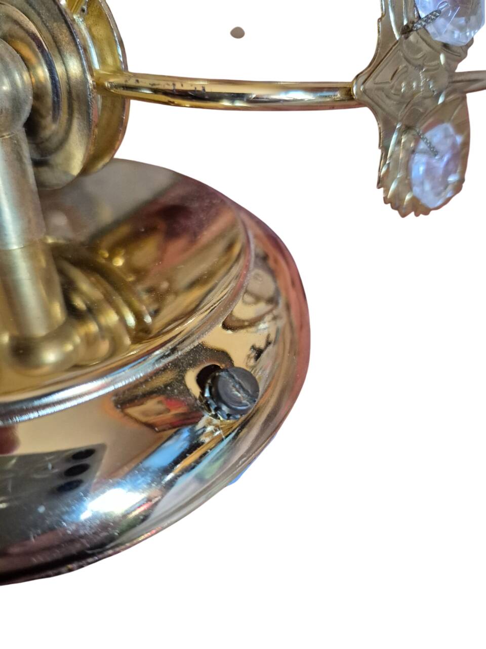 Pair of Banci Florence gold metal and crystal flower wall sconces