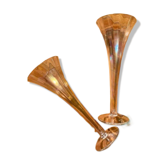 2 large iridescent champagne flutes