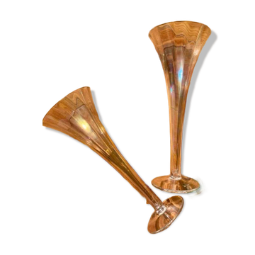 2 large iridescent champagne flutes