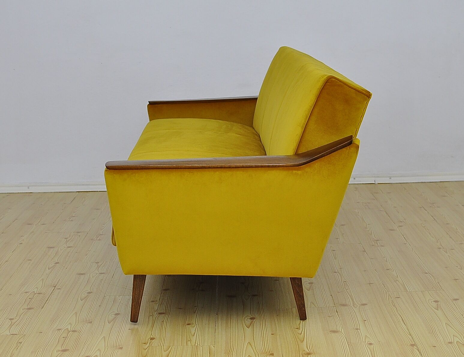 Mid-century yellow velvet sofa, 1960s