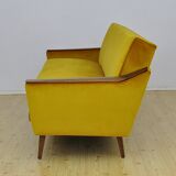 Mid-century yellow velvet sofa, 1960s