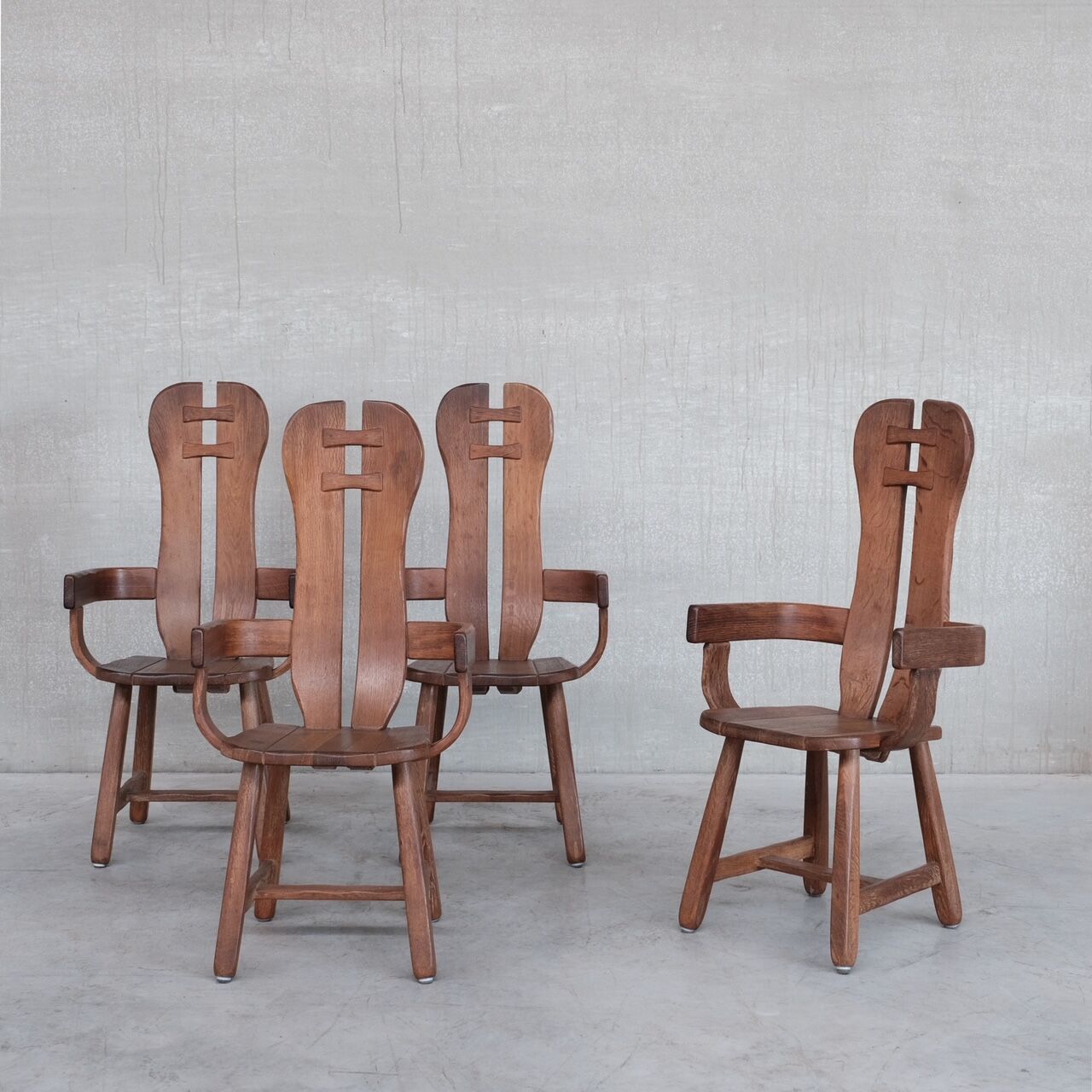 Set of Four Oak Mid-Century Dining Chairs