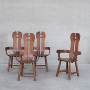Set of Four Oak Mid-Century Dining Chairs