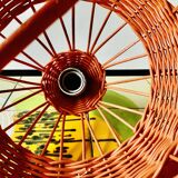 Vintage orange wicker pendant light - bird cage