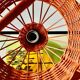 Vintage orange wicker pendant light - bird cage
