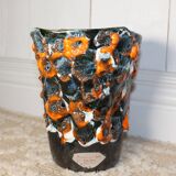 Fat lava vase - ocean rockery - handmade - vintage