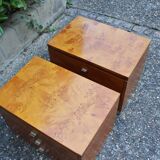 Rare pair of bedside tables in elm burl - 1970