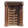 Ancienne porte indienne en vieux teck, piece et patine d'origine