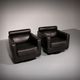 Italian modern leather swivel lounge chair steel by Natuzzi, Italy 1970