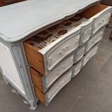 Old patinated curved chest of drawers with 3 drawers