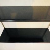 Adjustable vintage wall shelf in black metal and brass