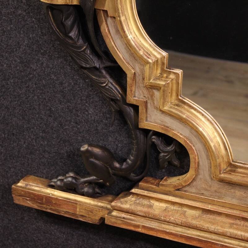 19th century lacquered and gilded Italian mirror