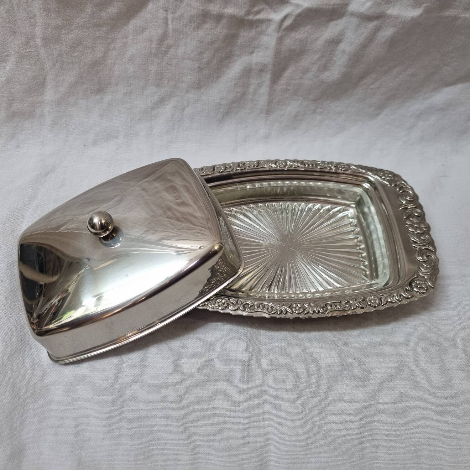 Silver butter dish
