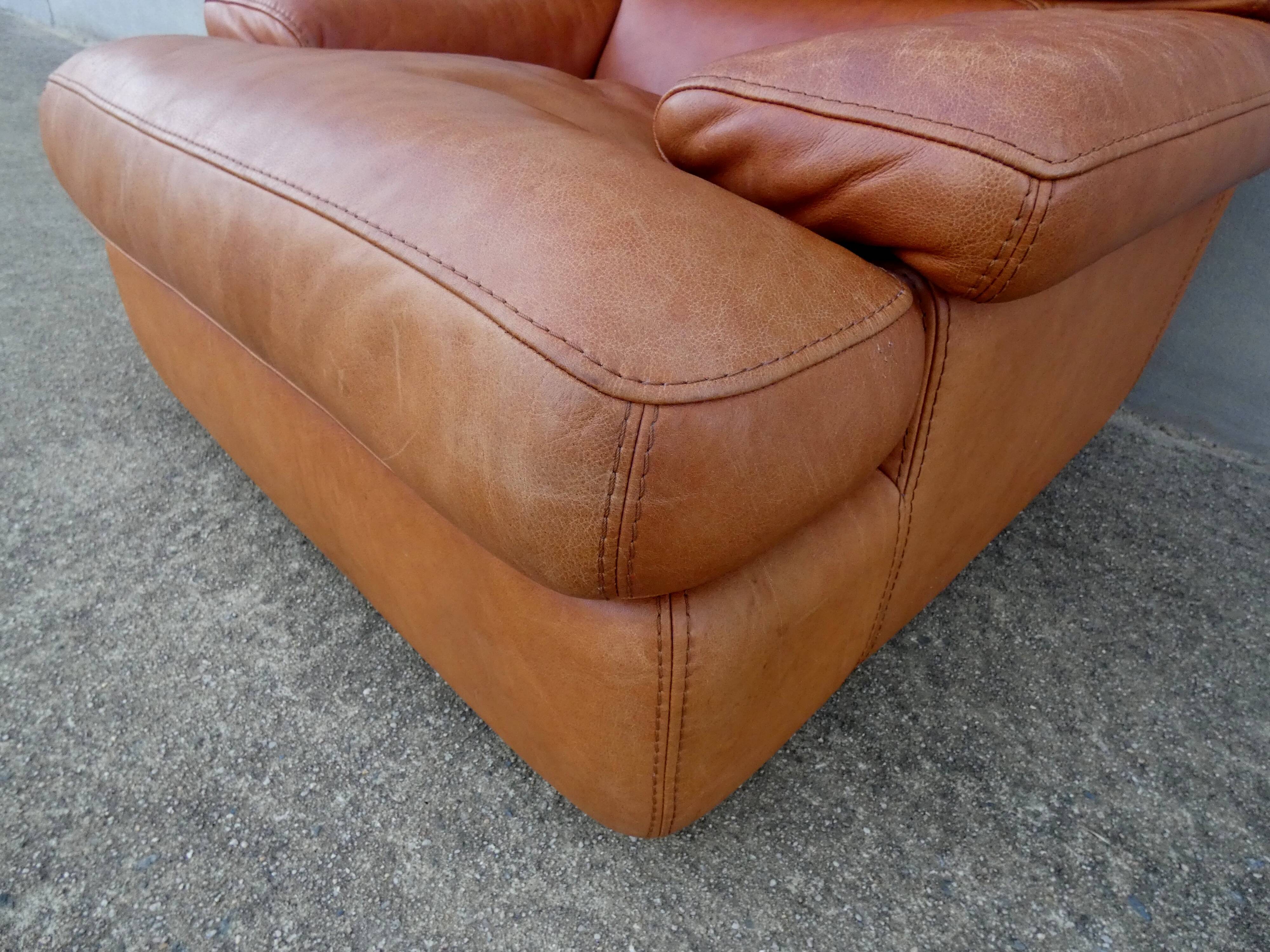 Vintage loft leather armchair DUVIVIER