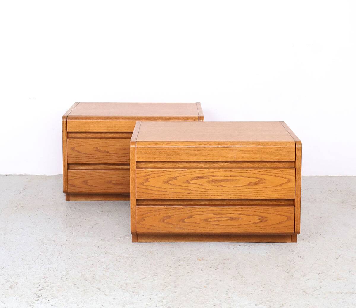 Set of vintage oak bedside tables from Moser, Germany, 1970s