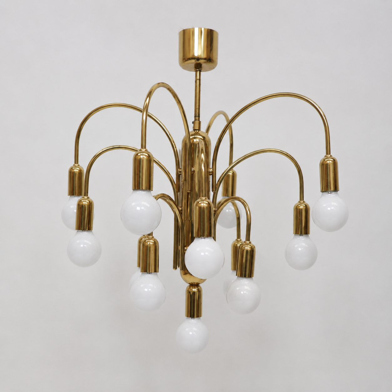 Vintage gold chandelier pendant lamp from the 1970s