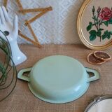 Plat a oeufs vert acier émaillé vintage