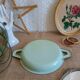 Egg dish green steel enamelled vintage