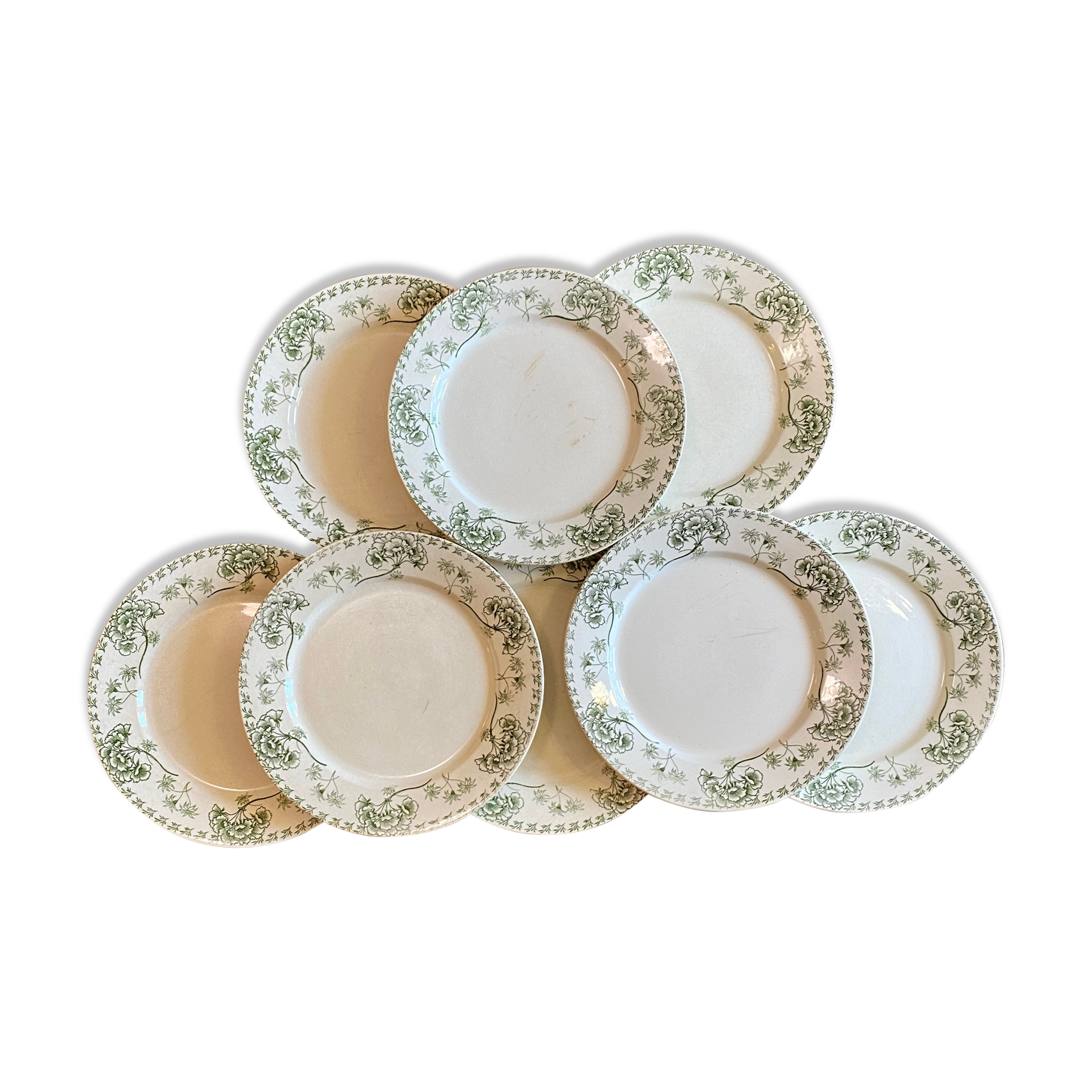 Set of 8 vintage plates in palmyre de sarreguemines iron earth (lot 3)
