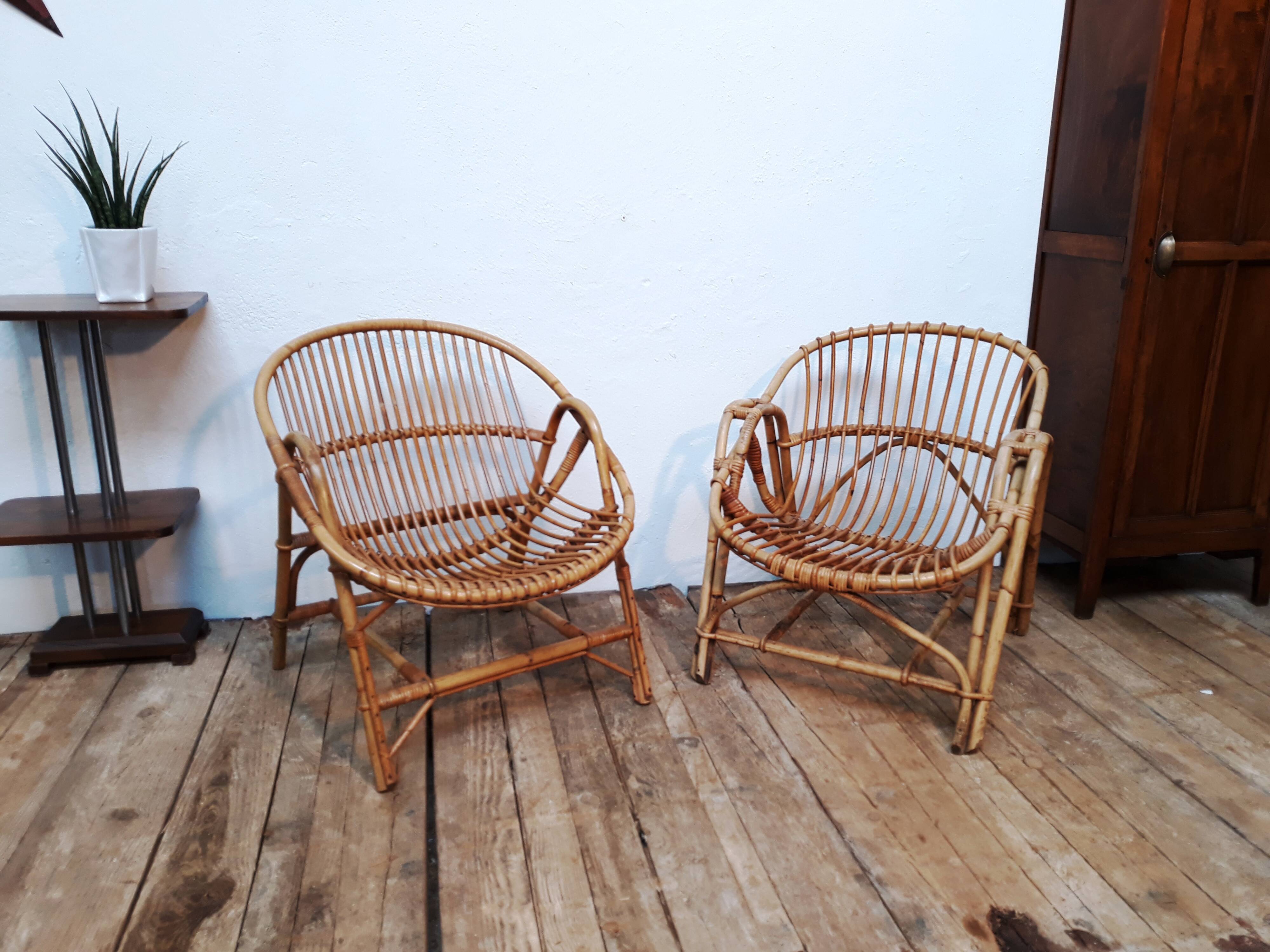 Vintage rattan armchair