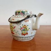 Antique porcelain teapot hand-painted, 1920s