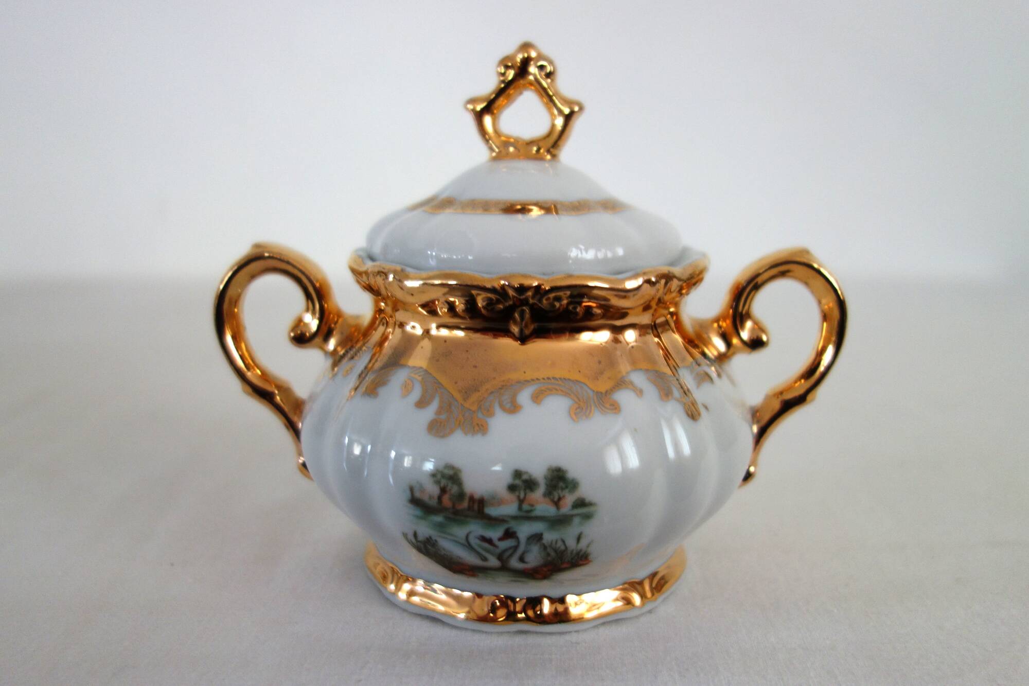 Coffee service 6 cups Swan Lake vintage Italian porcelain