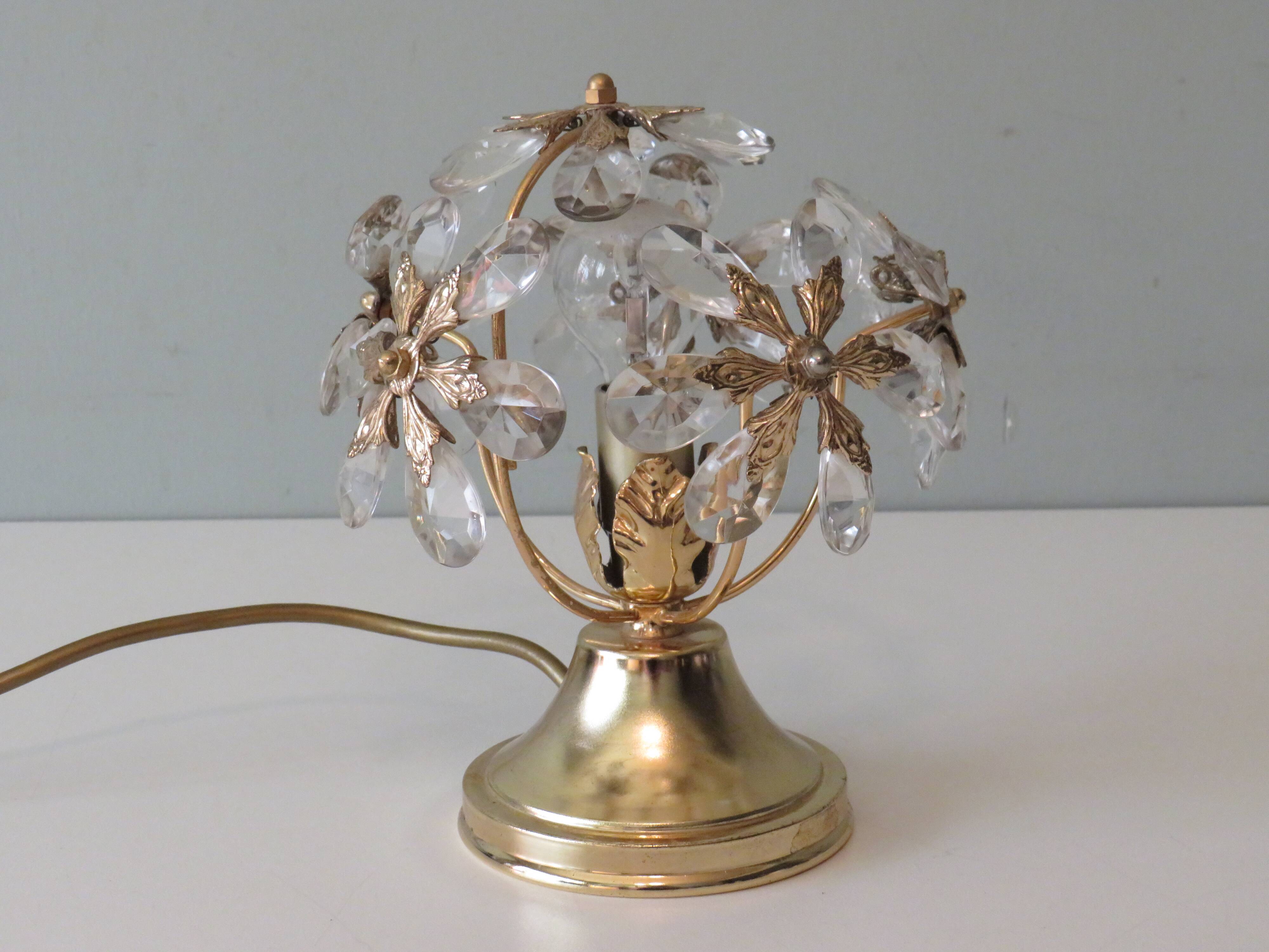 Table lamp, gilt metal and crystal, Belgium 1960s