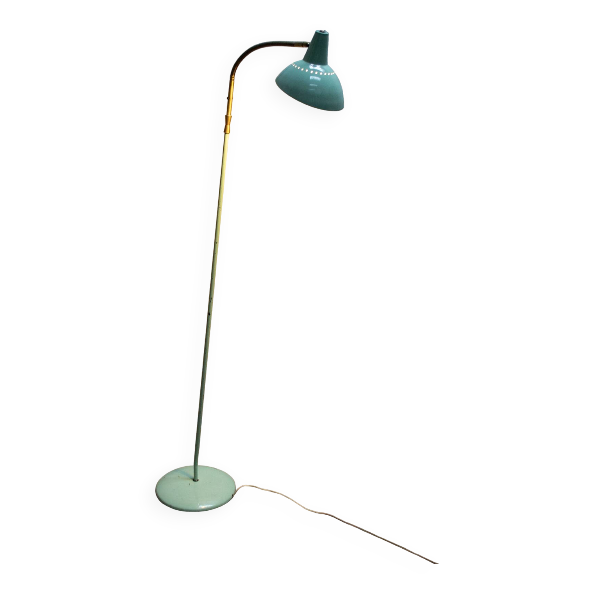 Lampada da terra Vintage en Ferro e ottone smaltato Anni '50