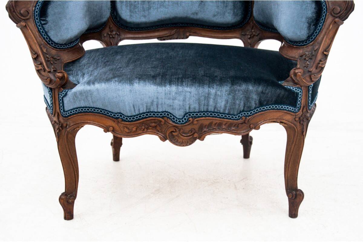 French antique armchairs from around 1890. After renovation.