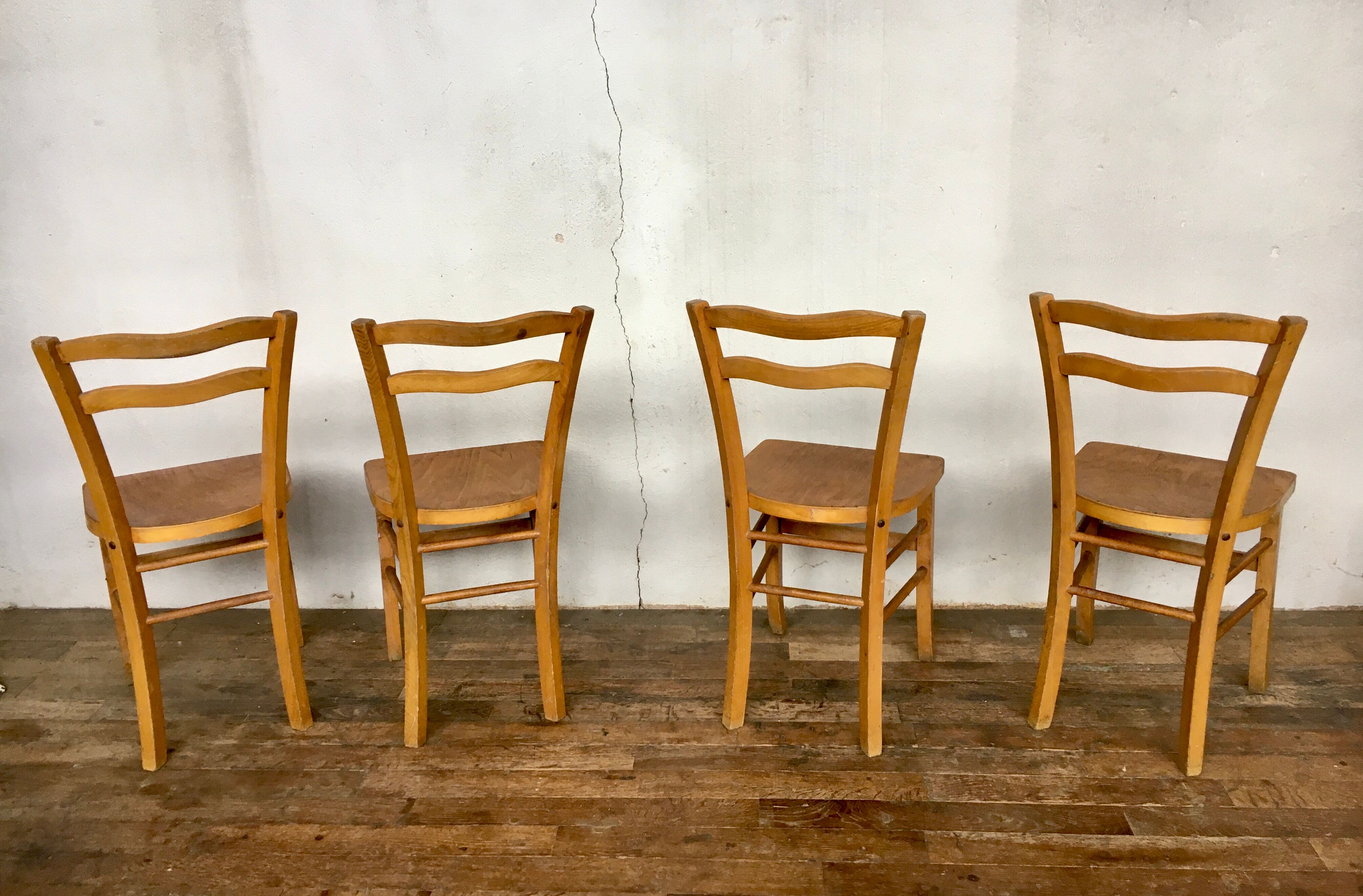 Series 4 wooden chairs barter bistro 1950